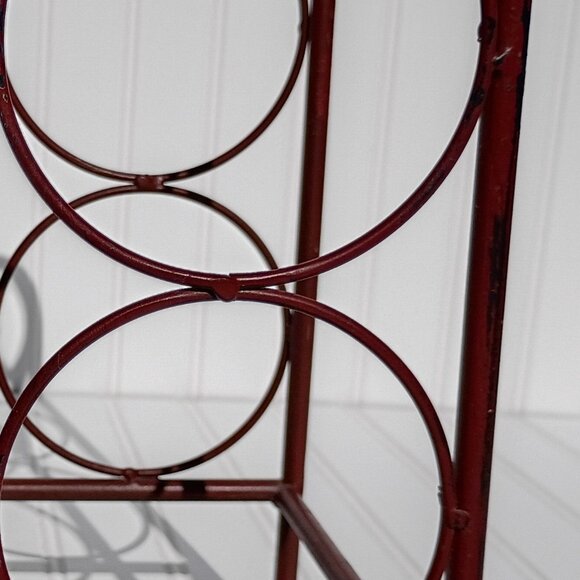 Metal Wine Rack 6 Bottle Holder Red Rooster French Country Kitchen Chicken Decor - Picture 12 of 16